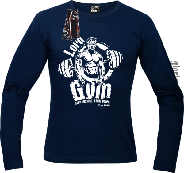 Lord GYM Stop Wishing Start Doing - Lonsleeve męski - granatowy