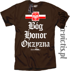Bóg Honor Ojczyzna - Koszulka męska brąz 