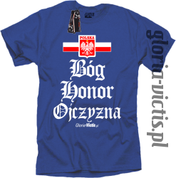 Bóg Honor Ojczyzna - Koszulka męska niebieska 